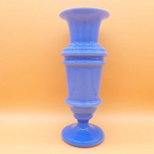 Vintage, Victorian, Sky Blue Bristol Glass Vase. Handmade.
